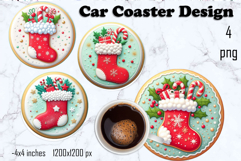 Round Christmas cookie decor Sublimation car Coaster Product Image 1