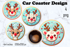 Round Christmas cookie decor Sublimation car Coaster Product Image 1