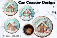 Round Christmas cookie decor Sublimation car Coaster Product Image 1