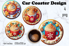 Round Christmas cookie decor Sublimation car Coaster Product Image 1
