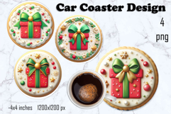 Round Christmas cookie decor Sublimation car Coaster Product Image 1