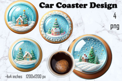 Round Christmas cookie decor Sublimation car Coaster Product Image 1