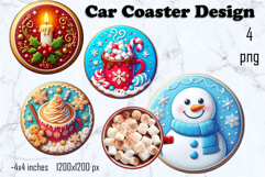 Round Christmas cookie decor Sublimation car Coaster Product Image 1