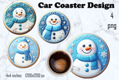 Round Christmas cookie decor Sublimation car Coaster Product Image 1
