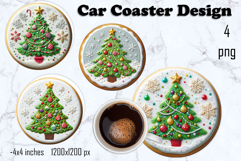Round Christmas cookie decor Sublimation car Coaster Product Image 1