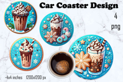 Round Christmas cookie decor Sublimation car Coaster Product Image 1