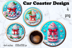 Round Christmas cookie decor Sublimation car Coaster Product Image 1