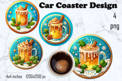 Round Christmas cookie decor Sublimation car Coaster Product Image 1