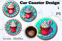 Round Christmas cookie decor Sublimation car Coaster Product Image 1