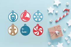 6 round winter holiday themed gift tag SVG designs