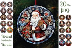 Santa Round Christmas Ornaments Bundle / PNG / 300 DPI Product Image 1