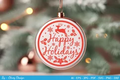 Round Christmas Ornaments SVG | Round Sign SVG Cricut Product Image 1