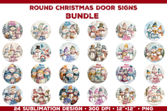 Round Christmas Door Sign Sublimation Designs Bundle Product Image 2