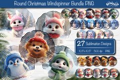 Round Christmas Wind Spinner Bundle with Cute Pinguin, Cat, Puppies and Christmas Animalsl PNG. Bundle contains 27 designs PNG These Christmas designs of wind spinner bring a touch of snow-filled charm and a warm, fuzzy feeling to your home decor.