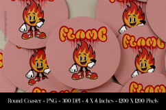 Flame Round Coaster Sublimation Design Product Image 1
