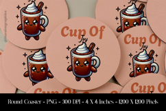 Cup Of Chocolate Round Coaster Sublimation Design Product Image 1