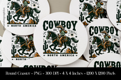 Vintage Cowboy Round Coaster Sublimation Design Product Image 1