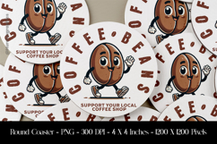 Cool Coffee Beans Round Coaster Sublimation Design Product Image 1