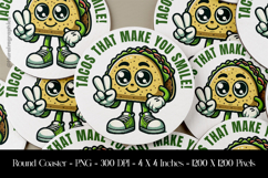 Tacos That Make You Smile Round Coaster Sublimation Design Product Image 1