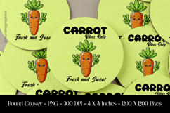 Carrot Vibes Only Fresh and Sweet Round Coaster Sublimation Product Image 1