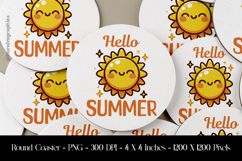 Hello Summer Round Coaster Sublimation Design Product Image 1