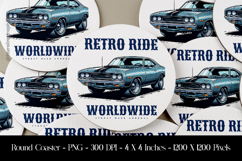 Retro Ride WorldWide Round Coaster Sublimation Design Product Image 1
