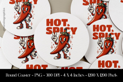 Hot Spicy Round Coaster Sublimation Design Product Image 1