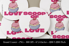 Scoop Of Love Round Coaster Sublimation Design Product Image 1