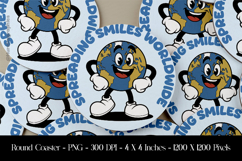 Smiles World Wild Round Coaster Sublimation Design Product Image 1