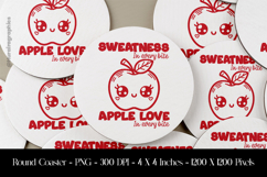 Apple Love Kawaii Food Round Coaster Sublimation Design Product Image 1