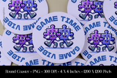 Game Time Game Vibe Round Coaster Sublimation Design Product Image 1