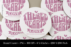 The Red Hearts Love Round Coaster Sublimation Design Product Image 1