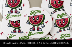 Hallo Summer Round Coaster Sublimation Design Product Image 1