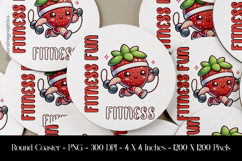 Fitness Fun Round Coaster Sublimation Design Product Image 1