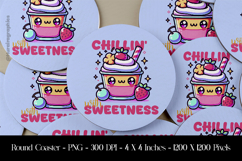 Chillin Sweetness Round Coaster Sublimation Design Product Image 1