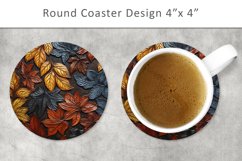 Autumn Leaves Round Coaster, Sublimation Design Product Image 1