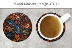 Leaves Round Coaster, Sublimation Design Product Image 1