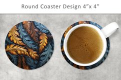 Leaves Round Coaster, PNG Sublimation Product Image 1