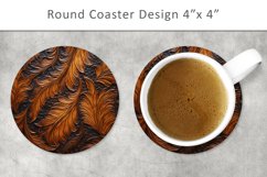 Grunge Leaves Round Coaster, PNG Sublimation Product Image 1