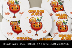 Orange Juice Healthy Drink Healthy Life Round Coaster Sublim Product Image 1