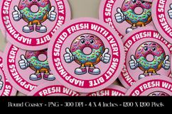Happy Donut Round Coaster Sublimation Design Product Image 1