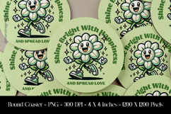 Shine Bright And Happiness Round Coaster Sublimation Design Product Image 1