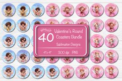 Car Round Coaster Valentine with Watercolor Angels PNG. This is a round coaster 4&#039;&#039; x 4&#039;&#039; you can also use it as a keychain sublimation design. The bundle includes 40 designs.