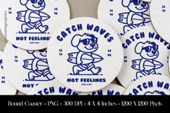Catch Waves Not Feelings Dog Round Coaster Sublimation Desig Product Image 1