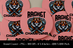 Racket Champions Tiger Round Coaster Sublimation Design Product Image 1