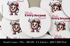Make Every Second Count Round Coaster Sublimation Design Product Image 1