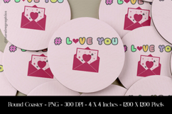 # Love You Round Coaster Sublimation Design Product Image 1