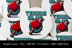 Tennis Club Round Coaster Sublimation Design Product Image 1