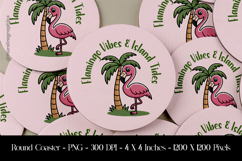 Flamingo Vibes and Island Tides Round Coaster Sublimation Product Image 1