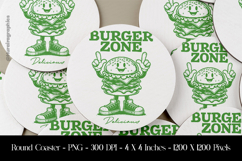 Burger Zone Round Coaster Sublimation Design Product Image 1